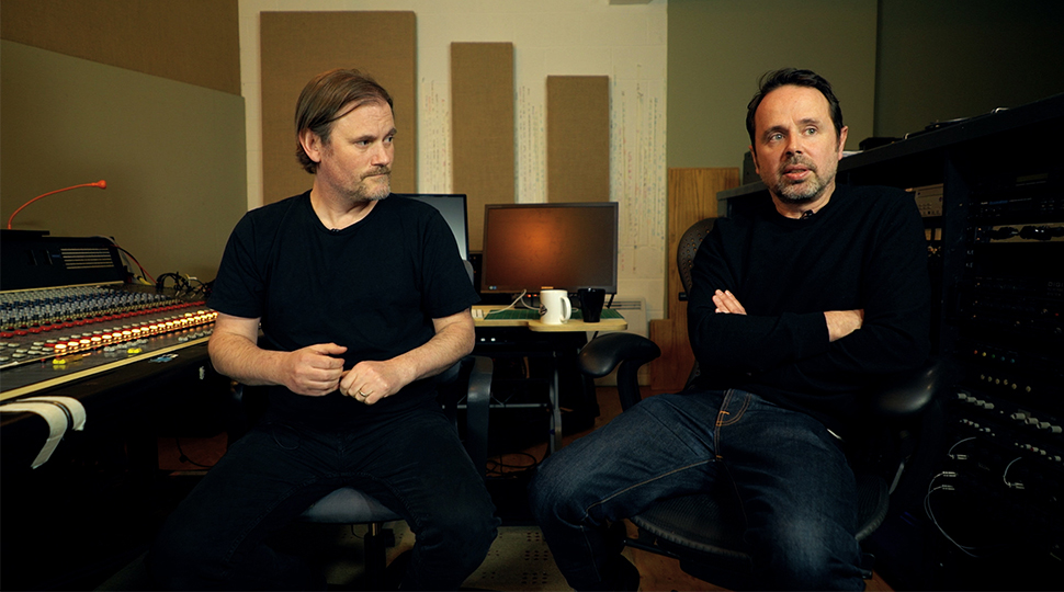 Film composer duo Geoff Barrow and Ben Salisbury discuss music for film in their studio
